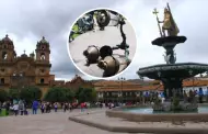 Terrible! Luminaria de la Plaza de Armas del Cusco cae sobre una mujer