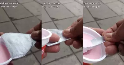 Joven revela truco para cuando te olvidas la cucharita para comer yogur.
