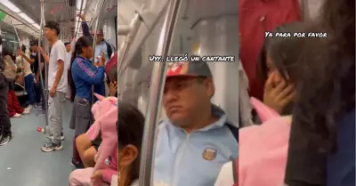 Joven sorprende a pasajeros al cantar 'Tren al sur'.