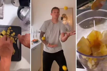 Oliver Sonne prepara jugo de kion.