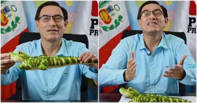 Martn Vizcarra vender peluches de lagarto