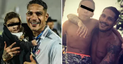 Paolo Guerrero junto a dos de sus cuatro hijos.