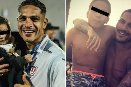 Paolo Guerrero junto a dos de sus cuatro hijos.