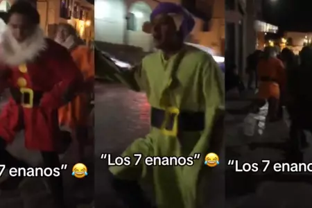 Personas vestidas como los 7 enanitos de Blancanieves sorprenden en Cusco
