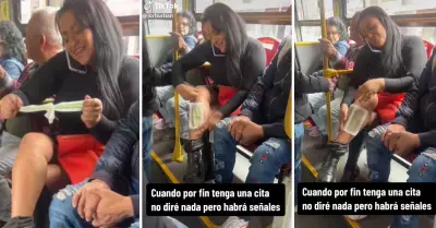 Mujer colombiana se depila las piernas en transporte pblico.