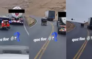 Mototaxi causa sensacin al arriesgarse en pasar a dos camiones en el Pasamayo: "Vivir al lmite"