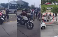 Inslito! Presunto hincha de Alianza Lima roba moto de un polica en la Va Expresa (VIDEO)