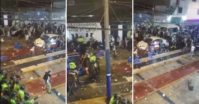 Hinchas de Alianza Lima se enfrentaron a la Polica.