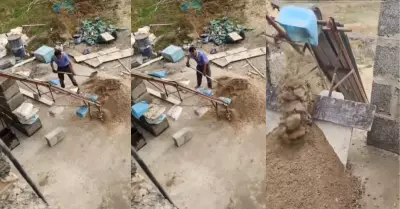 Hombre sorprende con ingeniosa forma de trasladar tierra para construccin.