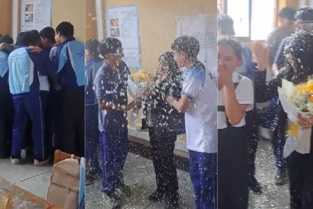 Profesora es sorprendida por sus almunos