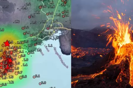 1400 terremotos y erupcin volcnica en Islandia.