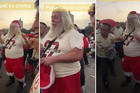 Pap Noel celebra triunfo de la 'U' junto a otros hinchas.