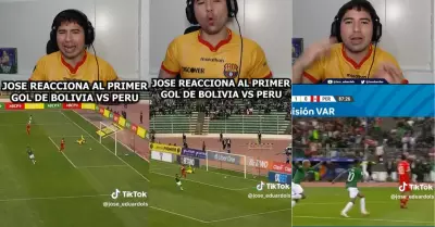 Tiktoker sorprende con su reaccin ante los dos goles de Bolivia.