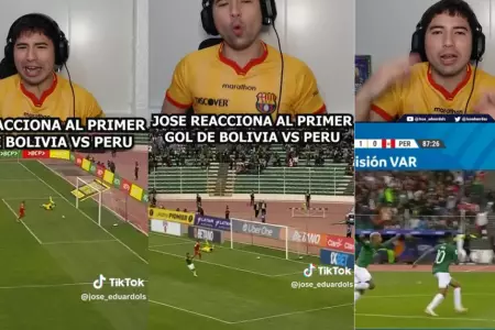 Tiktoker sorprende con su reaccin ante los dos goles de Bolivia.