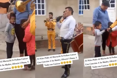 Nio pidi a mariachis que toquen una cancin para su mam.