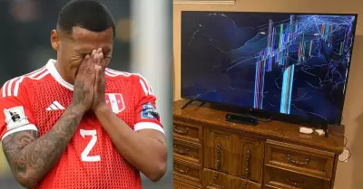 Hincha destruy su televisor por derrota de Per contra Bolivia.