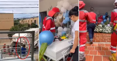 Recolectores de basura acuden al funeral del nio que siempre los saludaba.