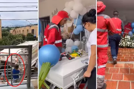 Recolectores de basura acuden al funeral del nio que siempre los saludaba.