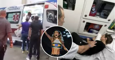 Anah abandona en ambulancia concierto de RBD en Brasil.