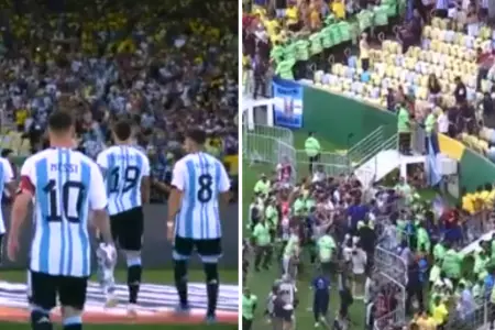Pelea entre hinchas y policas retrasa el Brasil vs. Argentina.