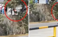 (VIDEO) Ate: Colombiano empuja a mototaxista a precipicio por no pagarle cupo de 20 soles