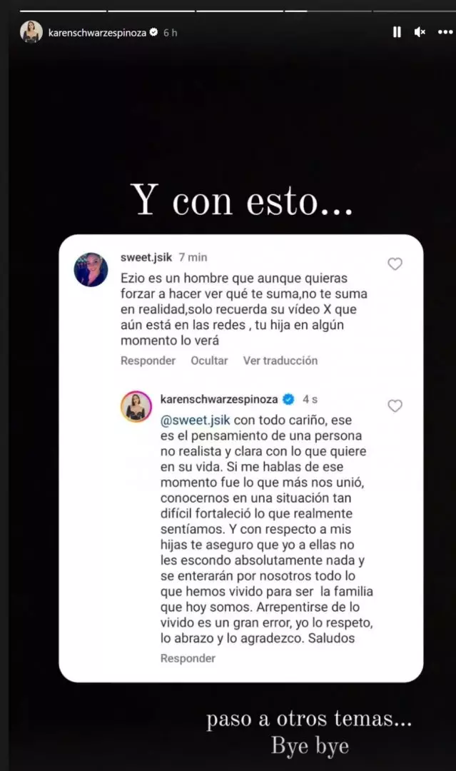 Karen Schwarz habla del video íntimo de Ezio Oliva