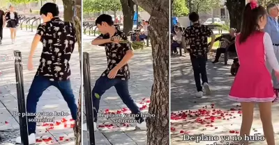 Joven rompe su ramo de rosas por ser rechazado.