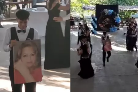 Joven baila con el retrato de su madre fallecida