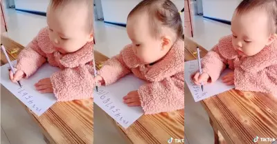 Bebé sorprende al escribir números correctamente hasta el 16.