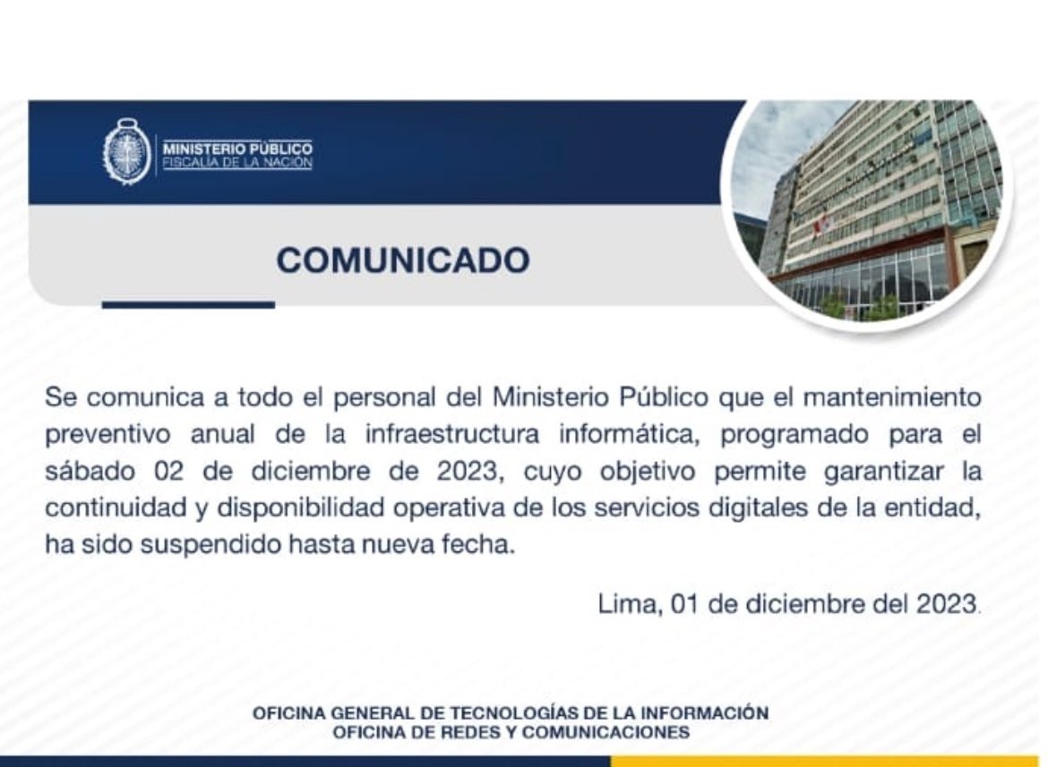 Comunicado del MP.