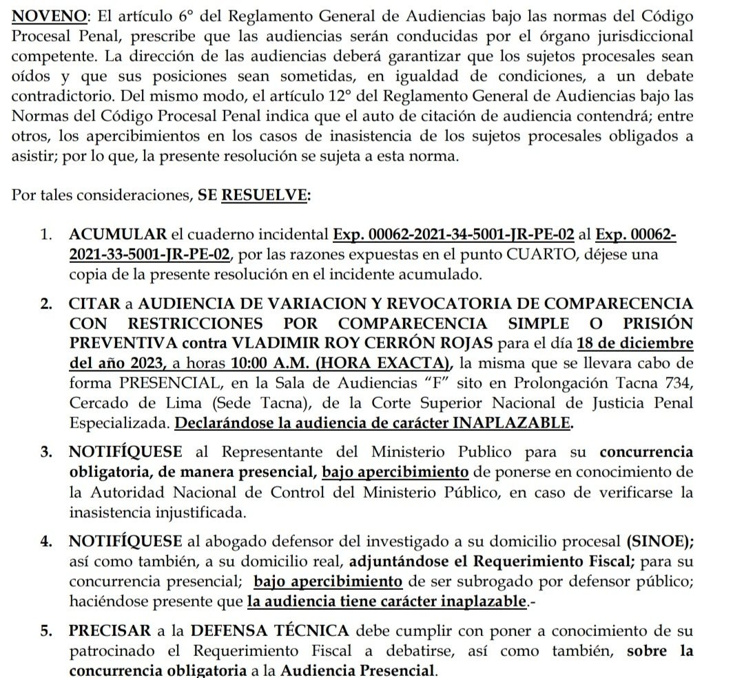 Solicitud de la Fiscalía.
