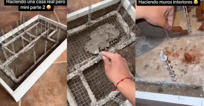 Estudiante de arquitectura construye casa pequea de concreto.