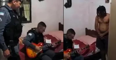 Polica entr a detener a delincuente y toc guitarra con l.