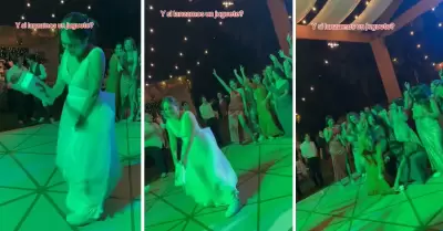 Novia lanza juguete sexual en vez de un ramo de flores en su boda.