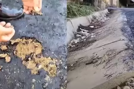 Piuranos retiran asfalto con la mano.