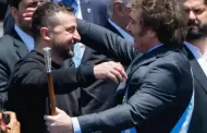 As se vivi el efusivo abrazo entre Javier Milei y Volodmir Zelenski: Qu le regal al presidente de Ucrania?
