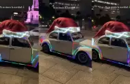 Inslito! Taxi con 'enorme gorro de Navidad' sorprendi en las calles: "El carro de Santa"