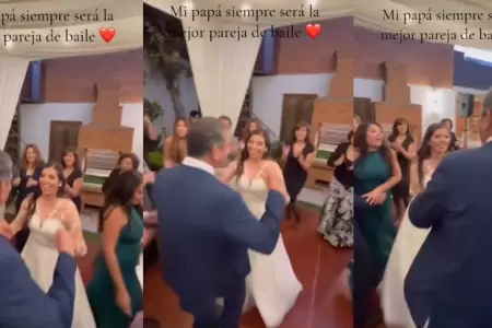 Padre baila cumbia de 'Los Mirlos' con su hija en fiesta de boda.