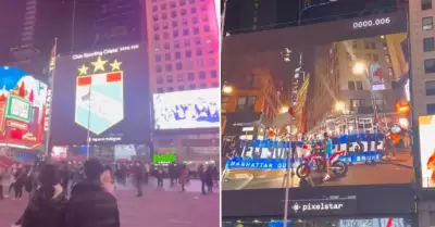 Hinchas de Sporting Cristal proyectaron logo en Times Square.