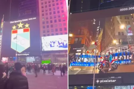 Hinchas de Sporting Cristal proyectaron logo en Times Square.