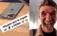 "Cmprenle uno nuevo para navidad": Thomas Mller, futbolista de Bayern Mnich, es furor por usar celular en psimo estado