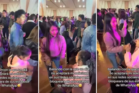 Madre e hija bailan tiernamente en una fiesta en Huancayo.