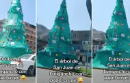 Joven sorprendida al ver el rbol navideo de SJL por Navidad: "Ojal y no se lo lleven"