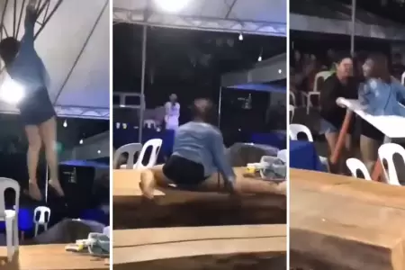 Mujer pierde el control al bailar sensual en posada navidea.