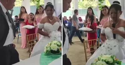 Novia se arrepiente y no acepta casarse en plena boda.