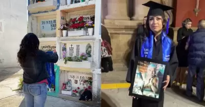 Joven visita tumba de su abuelo para dedicarle ttulo universitario.