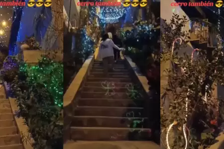 Vecinos de barrio limeo sorprenden con decoracin de sus escaleras por Navidad.