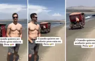 Extranjero sorprendido al ver una mototaxi en la orilla del mar: "En Per jams te aburres"