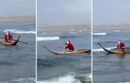 'Pap Noel' surfea en Huanchaco y los usuarios reaccionan: "Quin se llev los renos de Santa?"