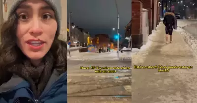 Peruana en Finlandia queda sorprendida al ver a hombre en bermuda mientras nieva